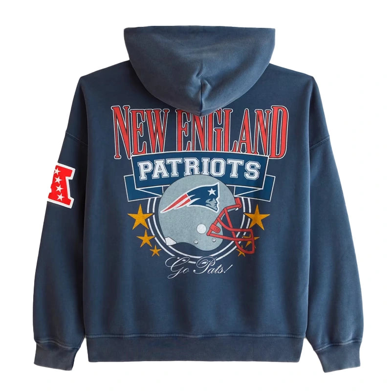 Abercrombie & Fitch Navy New England Patriots Fleece Full-Zip Hoodie WAAC