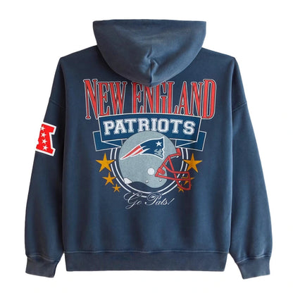 Abercrombie & Fitch Navy New England Patriots Fleece Full-Zip Hoodie WAAC