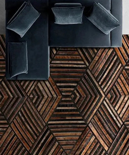 Handmade Cowhide Patchwork Leather Area Rug Decorative Cowhide Carpet WAAC