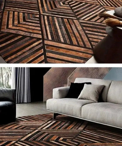 Handmade Cowhide Patchwork Leather Area Rug Decorative Cowhide Carpet WAAC