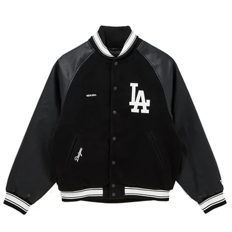 Los Angeles Dodgers Raglan Black Varsity Jacket WAAC