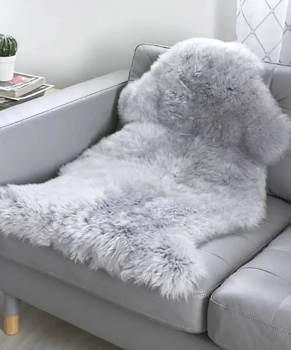 New Genuine Sheepskin Gray Rug WAAC