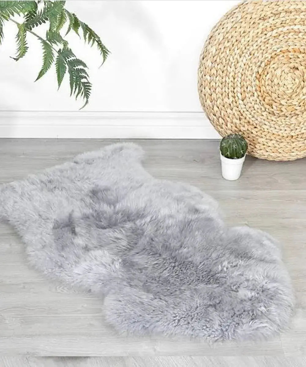 New Genuine Sheepskin Gray Rug WAAC