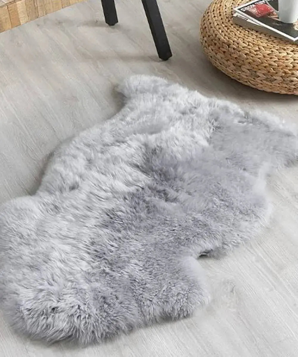 New Genuine Sheepskin Gray Rug WAAC