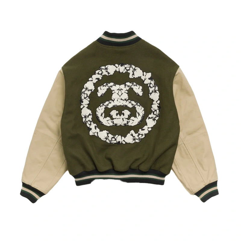 STUSSY DENIM TEARS VARSITY JACKET WAAC